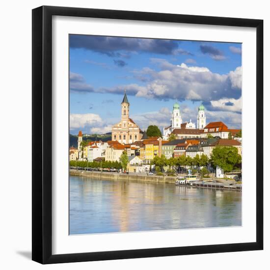 Elevated View Towards the Picturesque City of Passau, Passau, Lower Bavaria, Bavaria, Germany-Doug Pearson-Framed Premium Photographic Print