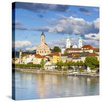 Elevated View Towards the Picturesque City of Passau, Passau, Lower Bavaria, Bavaria, Germany-Doug Pearson-Stretched Canvas