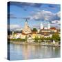 Elevated View Towards the Picturesque City of Passau, Passau, Lower Bavaria, Bavaria, Germany-Doug Pearson-Stretched Canvas