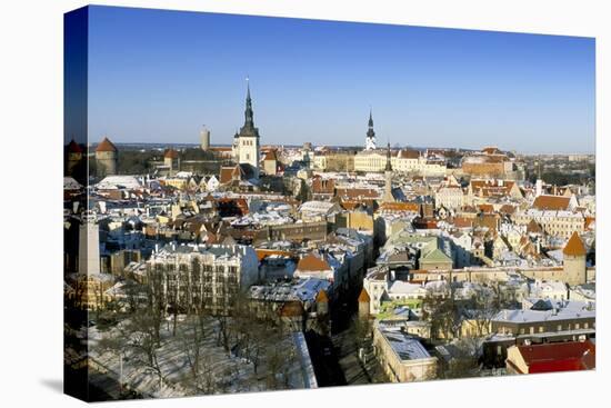 Elevated Winter View Over the Old Town, Tallinn, Estonia, Baltic States-Gavin Hellier-Stretched Canvas