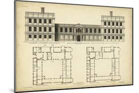 Elevation and Plan for Castle Abby-Campbell-Mounted Art Print