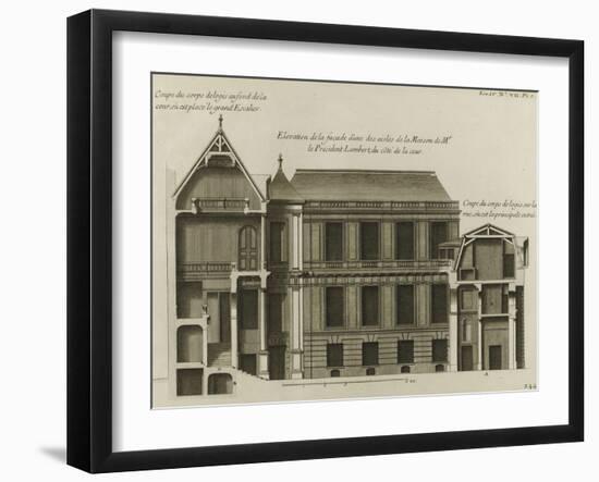 Elévation d'une des ailes et coupe des corps de logis au fond  de la cour et sur la rue de l'hôtel-Jacques-François Blondel-Framed Giclee Print