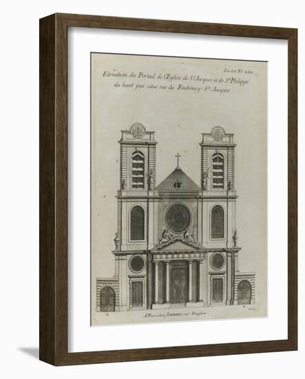 Elévation de l’église Saint-Jacques et  Saint-Philippe-du-Haut-Pas-Jacques-François Blondel-Framed Giclee Print