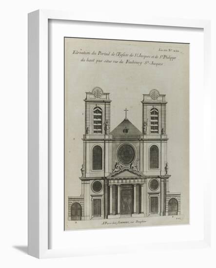 Elévation de l’église Saint-Jacques et  Saint-Philippe-du-Haut-Pas-Jacques-François Blondel-Framed Giclee Print