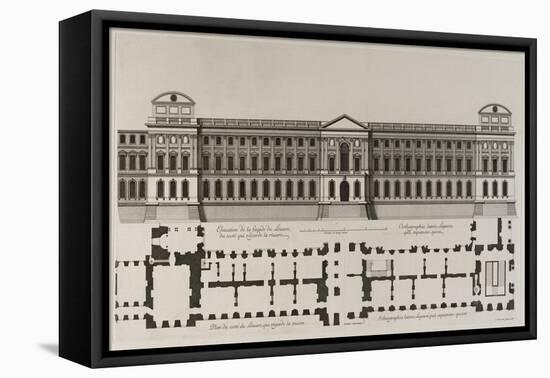 Elévation de la façade du Louvre du côté qui regarde la rivière, et plan du-Jean Marot-Framed Stretched Canvas