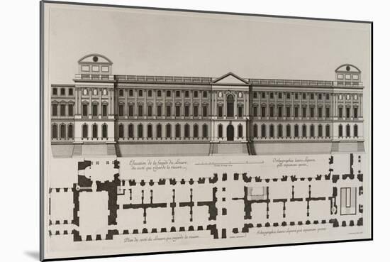 Elévation de la façade du Louvre du côté qui regarde la rivière, et plan du-Jean Marot-Mounted Giclee Print