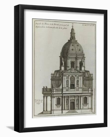 Elévation du portail et du dôme de l’église de la Sorbonne à Paris ; côté de la place-Jacques-François Blondel-Framed Giclee Print