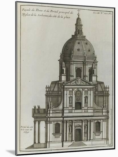 Elévation du portail et du dôme de l’église de la Sorbonne à Paris ; côté de la place-Jacques-François Blondel-Mounted Giclee Print