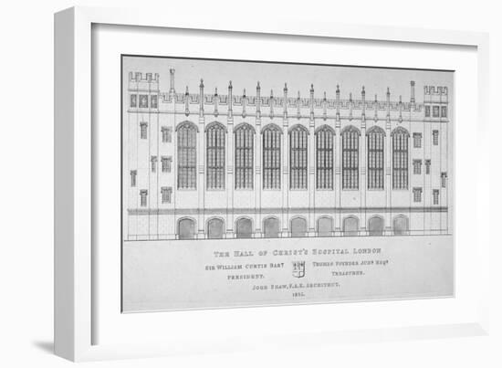 Elevation of the Hall of Christ's Hospital, City of London, 1825-John Shaw the Elder-Framed Giclee Print