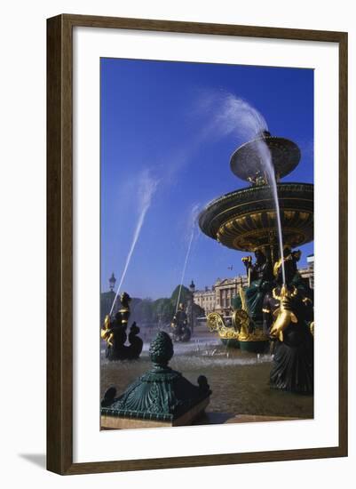 Elevation of the Maritime Fountain and Hotel De Crillon, Place De La Concorde, Paris, France-Neale Clarke-Framed Photographic Print