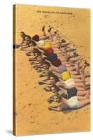 Eleven Bathing Beauties Lying on Sand-null-Stretched Canvas