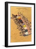 Eleven Bathing Beauties Lying on Sand-null-Framed Art Print