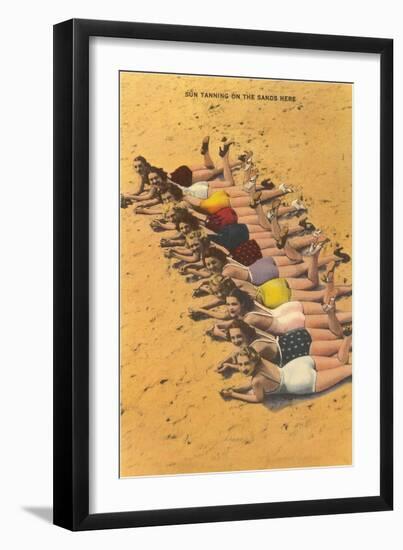 Eleven Bathing Beauties Lying on Sand-null-Framed Art Print