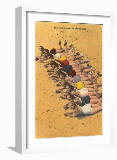 Eleven Bathing Beauties Lying on Sand-null-Framed Art Print