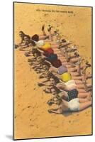 Eleven Bathing Beauties Lying on Sand-null-Mounted Art Print