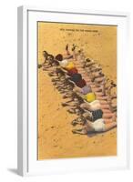 Eleven Bathing Beauties Lying on Sand-null-Framed Art Print