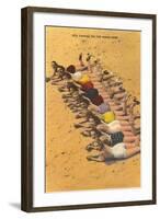 Eleven Bathing Beauties Lying on Sand-null-Framed Art Print