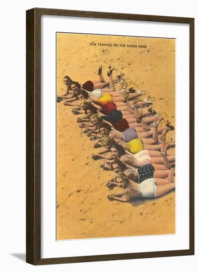 Eleven Bathing Beauties Lying on Sand-null-Framed Art Print