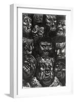 Eleven Grotesque Faces from "Les Contes Drolatiques" by Honore De Balzac (1799-1850)-Gustave Doré-Framed Giclee Print