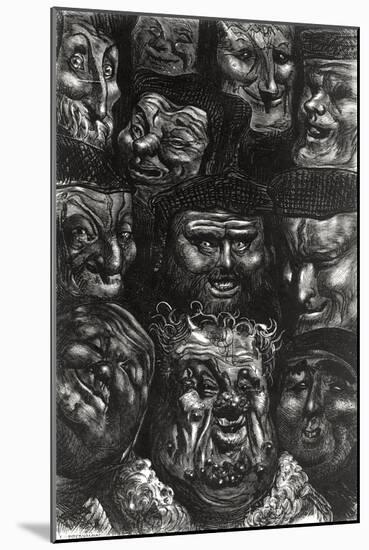 Eleven Grotesque Faces from "Les Contes Drolatiques" by Honore De Balzac (1799-1850)-Gustave Doré-Mounted Giclee Print