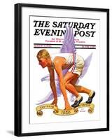 "Eleventh Olympiad," Saturday Evening Post Cover, August 8, 1936-J.F. Kernan-Framed Giclee Print