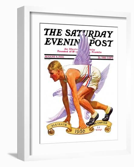 "Eleventh Olympiad," Saturday Evening Post Cover, August 8, 1936-J.F. Kernan-Framed Giclee Print