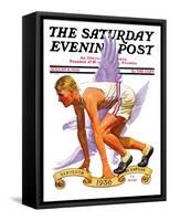 "Eleventh Olympiad," Saturday Evening Post Cover, August 8, 1936-J.F. Kernan-Framed Stretched Canvas