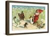 Elf Playing Saxophone with Garden Creatures-null-Framed Art Print