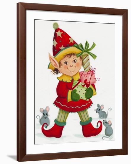 Elf with 3 Mice-Beverly Johnston-Framed Giclee Print