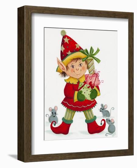 Elf with 3 Mice-Beverly Johnston-Framed Giclee Print