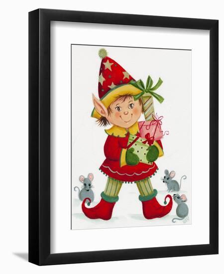 Elf with 3 Mice-Beverly Johnston-Framed Giclee Print