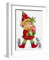 Elf with 3 Mice-Beverly Johnston-Framed Giclee Print