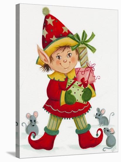 Elf with 3 Mice-Beverly Johnston-Stretched Canvas