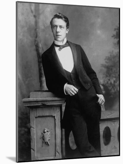 Elgant Young Man Posing for Studio Portrait Attired in Black Tie and Tails-null-Mounted Photographic Print