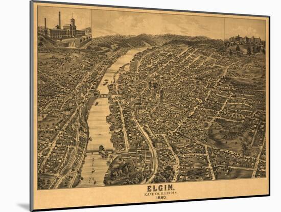 Elgin, Illinois - Panoramic Map-Lantern Press-Mounted Art Print