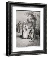 Eliezer and Rebekah, Genesis 24:15-21, Illustration from Dore's 'The Holy Bible', Engraved by…-Gustave Doré-Framed Giclee Print