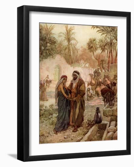 Eliezer and Rebekkah / Rebecca at the well - Bible-William Brassey Hole-Framed Giclee Print