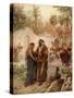 Eliezer and Rebekkah / Rebecca at the well - Bible-William Brassey Hole-Stretched Canvas