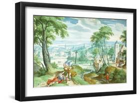 Elijah and the Angel, 1583-Hans Bol-Framed Giclee Print