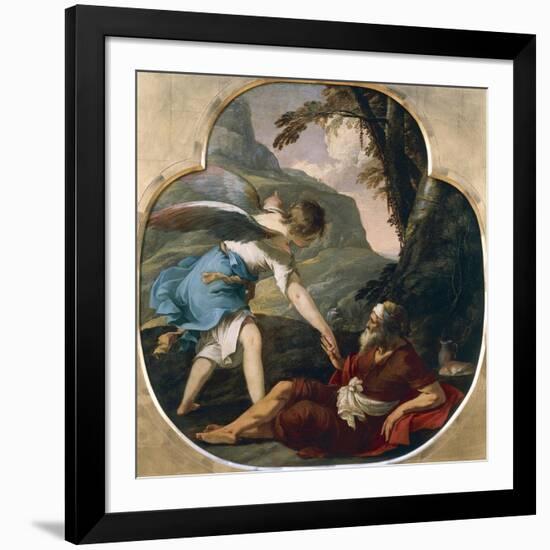 Elijah Fed by an Angel-Laurent de La Hyre-Framed Giclee Print