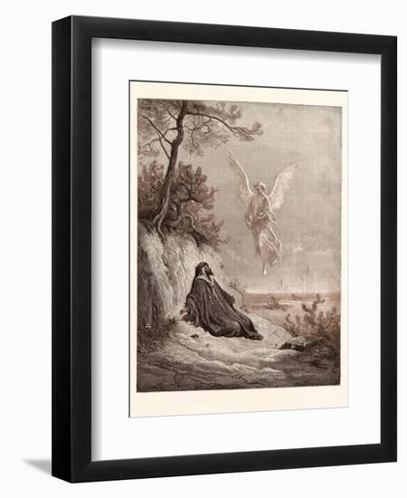 Elijah Nourished by an Angel-Gustave Dore-Framed Giclee Print