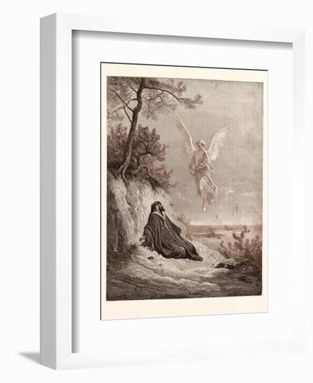 Elijah Nourished by an Angel-Gustave Dore-Framed Giclee Print