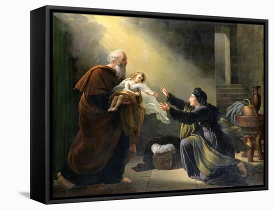 Elijah Resuscitating the Son of the Widow of Sarepta-Louis Hersent-Framed Stretched Canvas