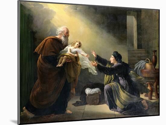 Elijah Resuscitating the Son of the Widow of Sarepta-Louis Hersent-Mounted Giclee Print