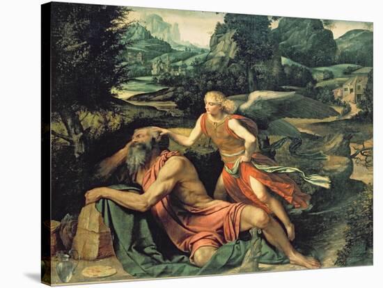 Elijah Visited by an Angel, c.1534-Alessandro Bonvicino Moretto-Stretched Canvas