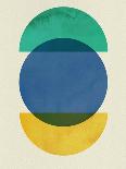 Mid Century Blue Circle and Half Moons-Eline Isaksen-Art Print