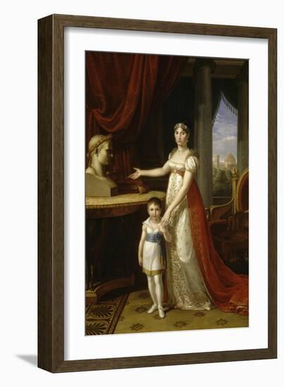 Elisa Bonaparte, grande-duchesse de Toscane et sa fille Napoléone-Elisa-Pietro Benvenuti-Framed Giclee Print