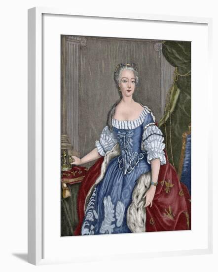 Elisabeth Christine of Brunswick-Wolfenbuttel-Bevern (1715-1797). Engraving. Colored.-Tarker-Framed Giclee Print