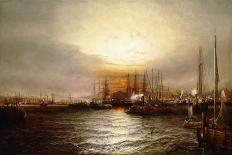 Sunrise from Chapman Dock and Old Brooklyn Navy Yard, East River, New York-Elisha Taylor Baker-Mounted Giclee Print