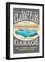 Elite Classic Cars Garage - Vintage Sign-Lantern Press-Framed Art Print